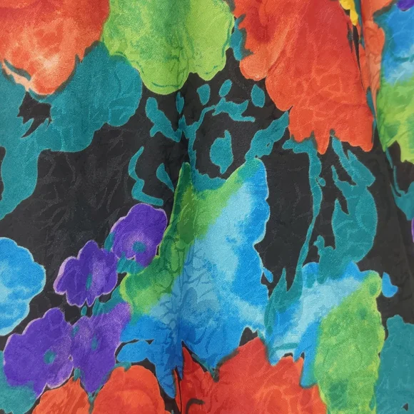 VTG 90s Indulgence Shiny Satin Jewel Toned Floral Camisole Size 34 Made in USA - Picture 4 of 7